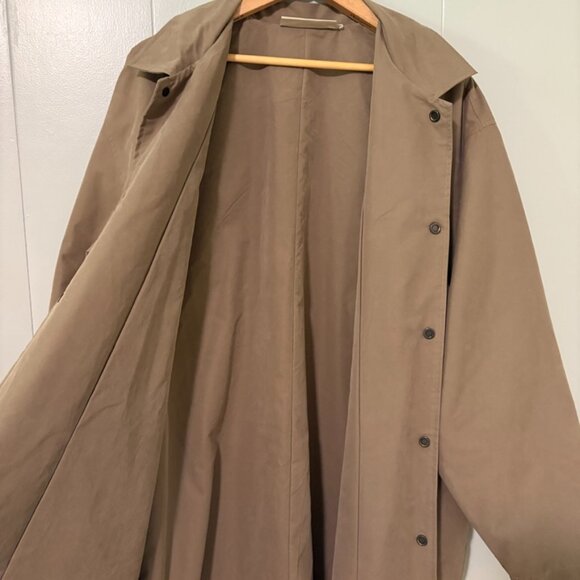 NWT Fear of God Essentials Wood Long Coat Medium Brown Long Trench - Picture 10 of 16